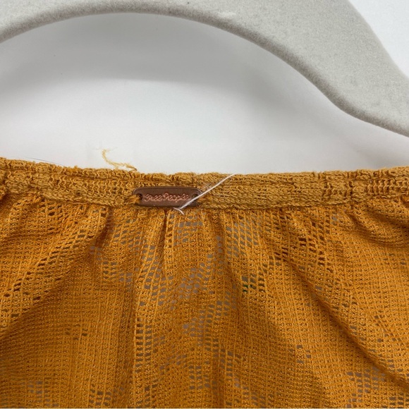 Free People Mae Boho Embroidered lace V-Neck Top, Size XS Orange - Picture 4 of 10